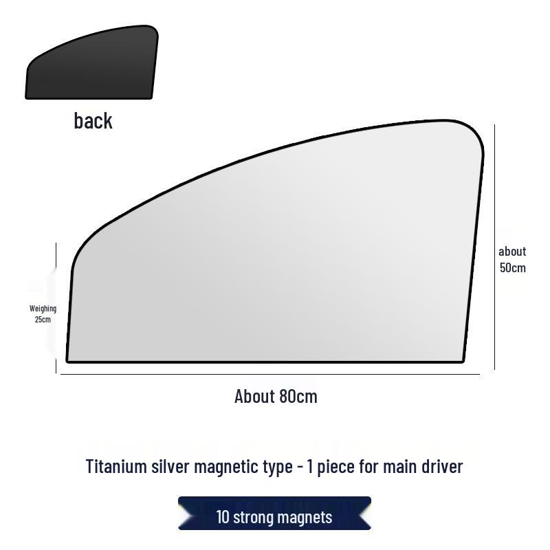 Upgraded Titanium Silver Magnetic Car Sunshade - Heat Insulation & Blackout Window Visor