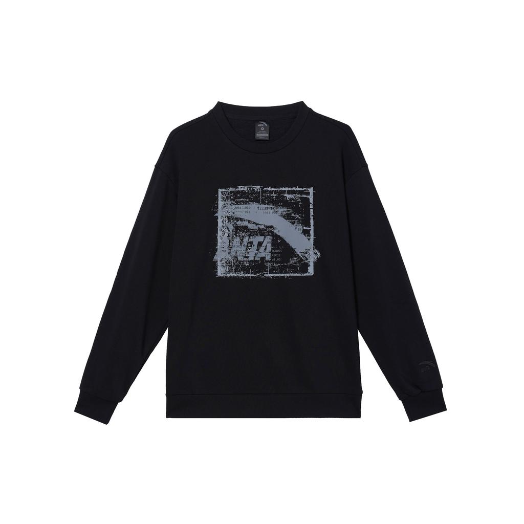 Anta Comfortable Casual Round Neck Pullover Sweatshirt Men tops Black 952438701-5