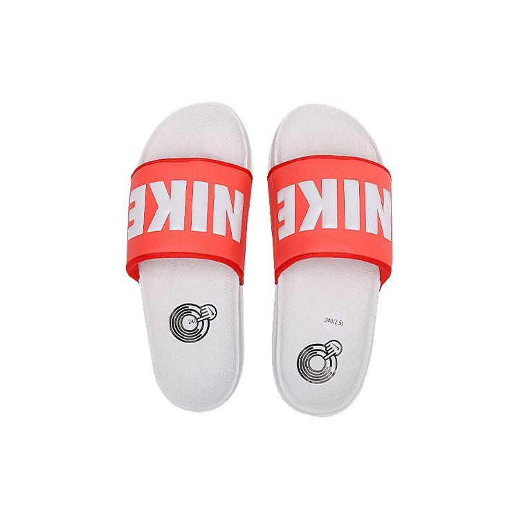 Nike Offcourt Slide Simple Rubber Sole Non-Slip Slide Sandals Women Footwear White Orange BQ4632-802