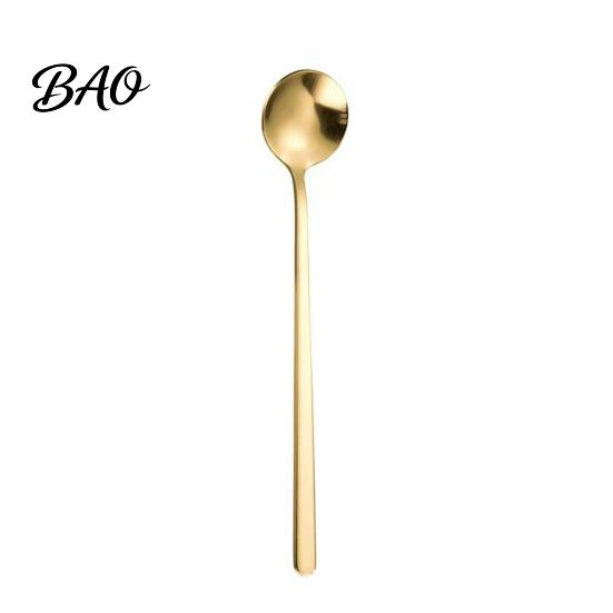 Stainless Steel Gold Spoon Coffee Spoon, Round Small Teaspoon for Mini Desserts Dessert, Creative Stirring Ice Cream Multi-purpose