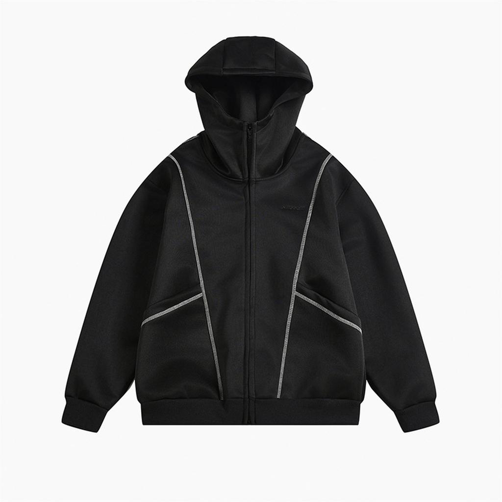 Men's American High Street Blockbuster Hooded Zip-up Cardigan Jacket Is A Textured Hooded Hoodie