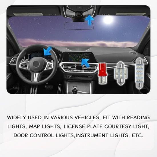 24PCS LED Interior Lights, Interior Dome Light Set T10 31 Mm 42 Mm Replaceme Red