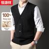Hengyuanxiang Men's Pure Wool V-Neck Knit Vest