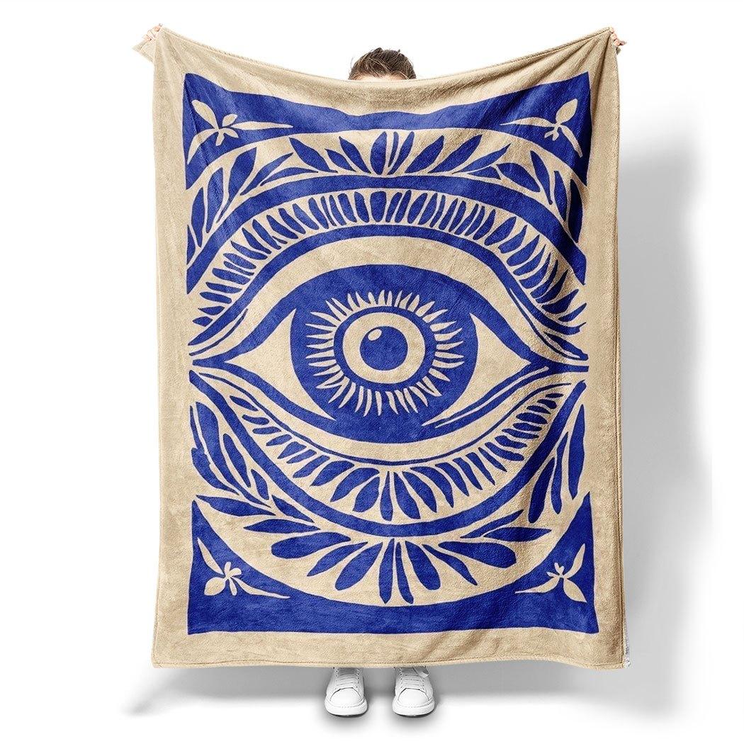 

Blue Evil Eye Pattern Flannel Throw Blanket Soft Cozy Fleece for Home Office Sofa All Season Gift 150x200cm 59x79in 75x90cm