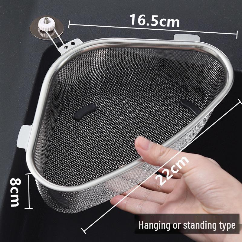 Stainless Steel Triangle Sink Drain Basket for Vegetables and Residue
