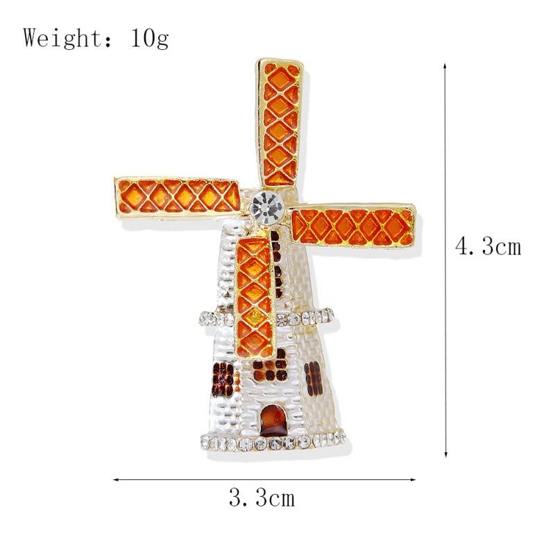 Lovey Windmill Cottage House Brooches For Women's Clothes Backpack Pins Gifts