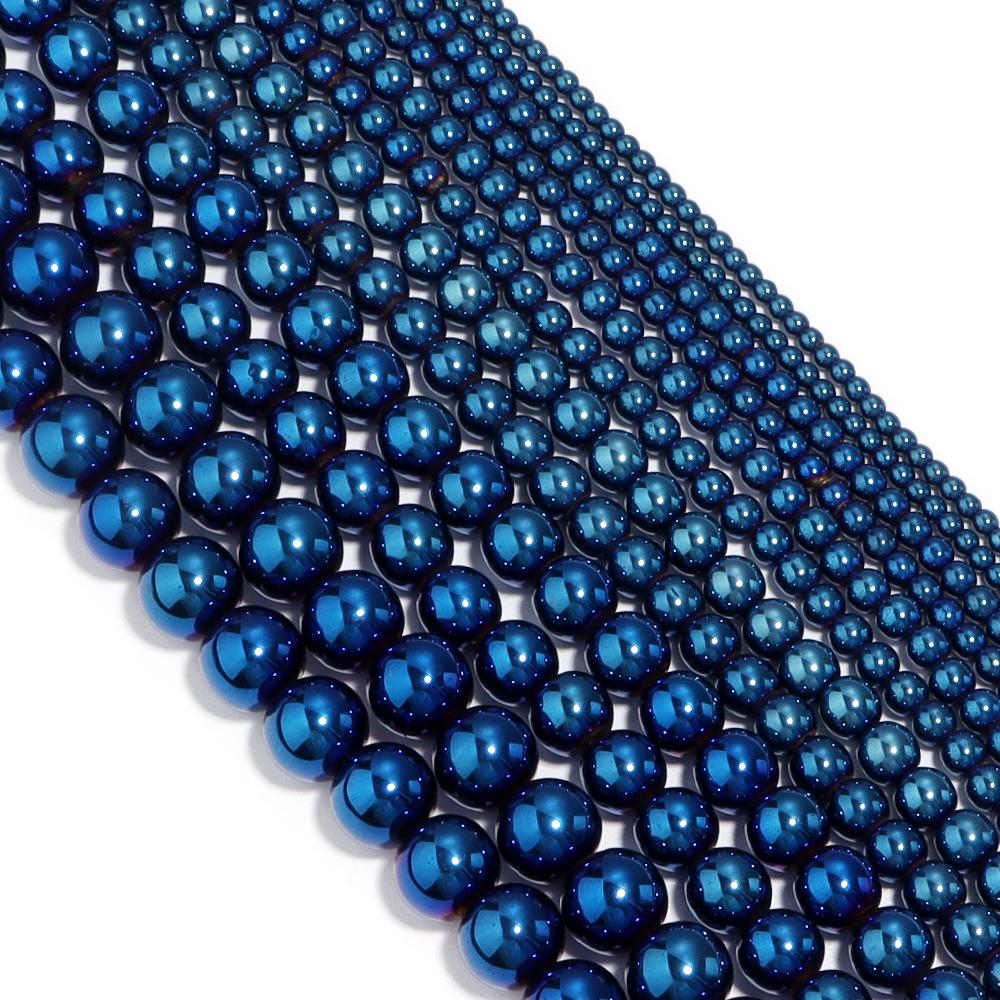 1 String Hematite Stone Beads 2 3 4 6 8 10mm Electroplated Colorful Spacer Round Beads Diy Charm Necklace Bracelet Jewelry