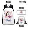 Iconic Kotaro Lives Alone Anime 3D Design 3pcs/Set pupil Learner Bags Everyday Laptop Everyday Backpack Sling Carry Tote Pencil Pouch