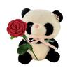 Laluna Knitted Rose, Panda Plush, Artificial Flowers, Flowers That Will Not Wither, Gift Set, Desktop/Living Decoration, Hay Fever Prevention, No