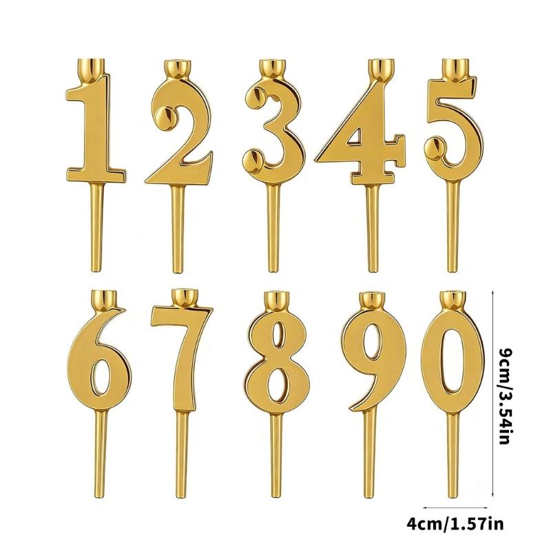 Elegant Gold Number Candle Holders Cake Toppers Decorations For Birthday Parties And Significant Gatherings