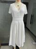 2025 Autumn/Winter V-neck Lace Hollow-out Short-sleeved Evening Party Dress