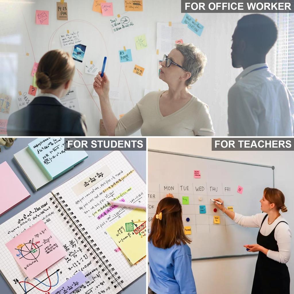 Sticky Notes 3x3, 8 Pack Sticky Pads 100 Sheet/Pad, Bulk Sticky Note Pads, Multicolor Self-Sticky Notes Pad - Teacher Classroom Must Haves, Back to