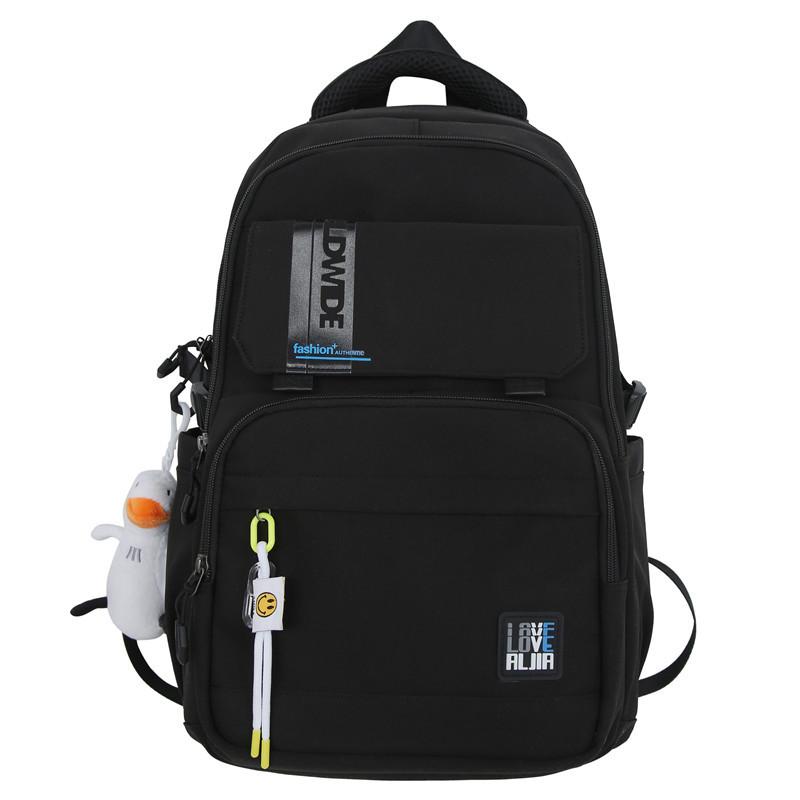 Новый высококачественный Ins Design Trend, модный многофункциональный рюкзак большой емкости, легкий студенческий простой корейский школьный рюкзак чёрный