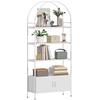 Storage Shelf, Arched 4-Tier Bookcase, Double-Door Cupboard, 80 X 30 X 187 Cm, White