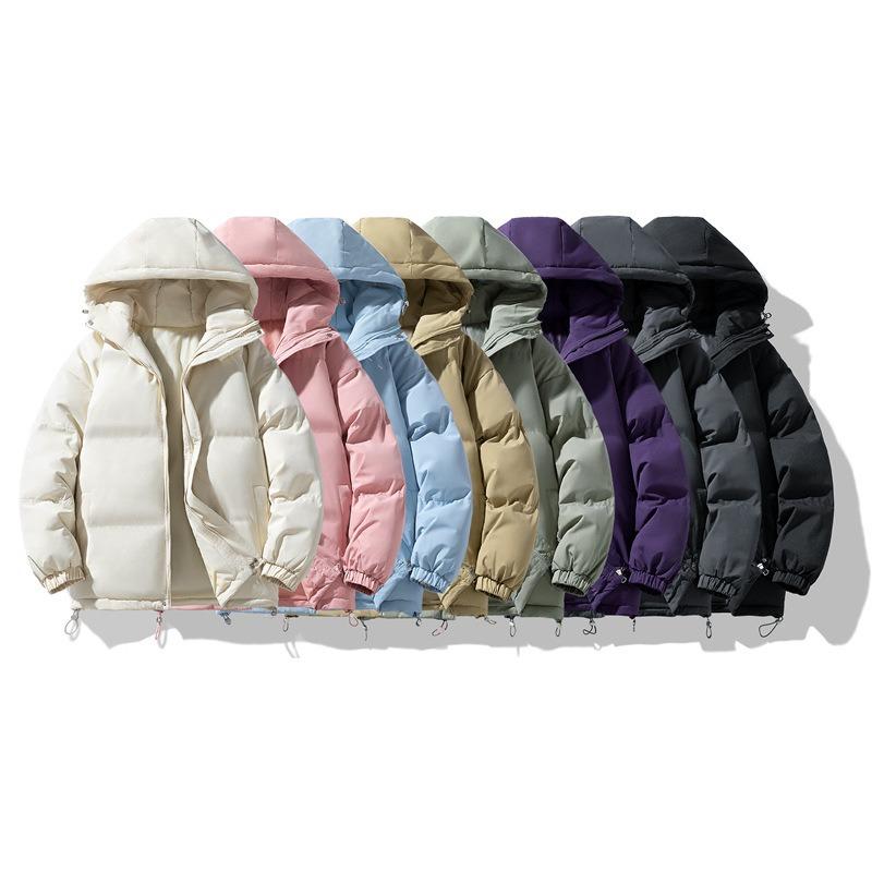 Couple down cotton jacket men's winter loose casual versatile hooded bread jacket thickened warm cotton coat men