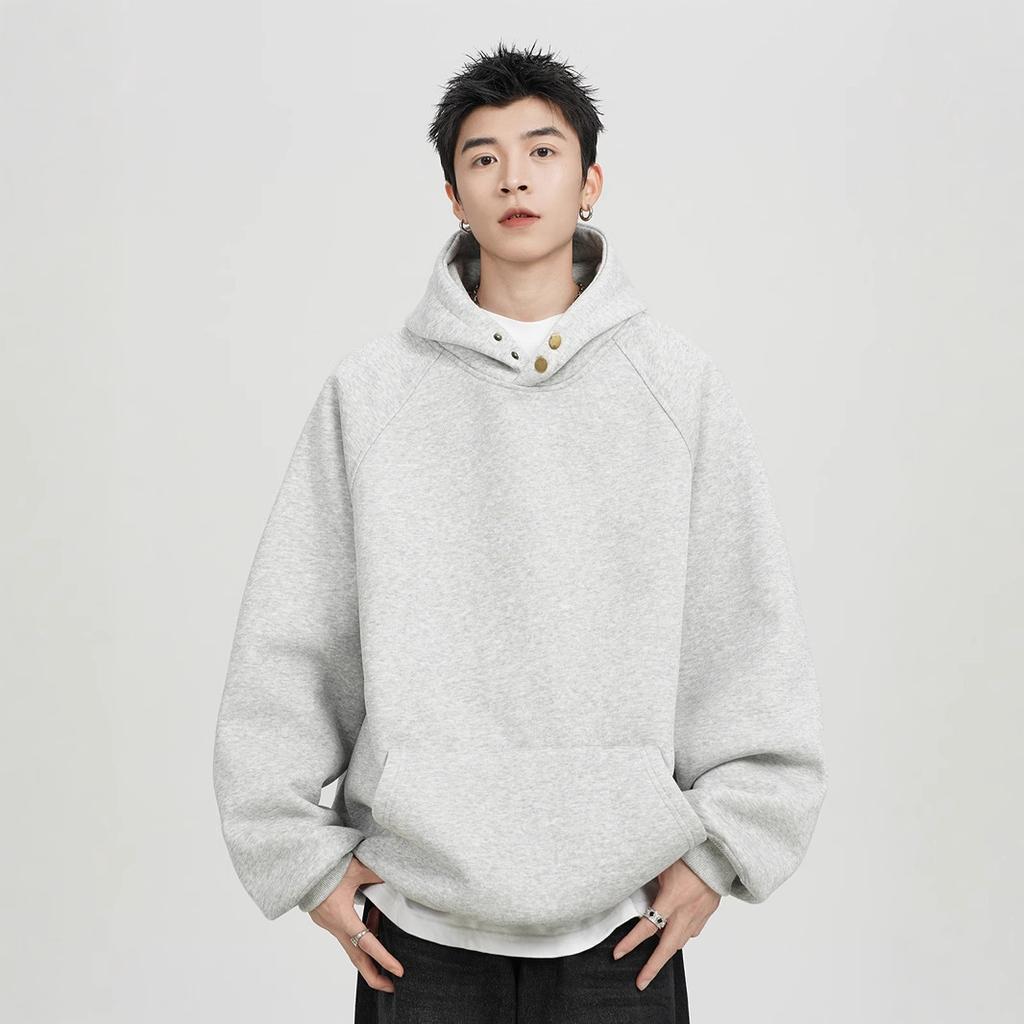 Button Hooded Sweatshirt Men's Autumn and Winter Loose Casual Versatile Hoodie Jacket