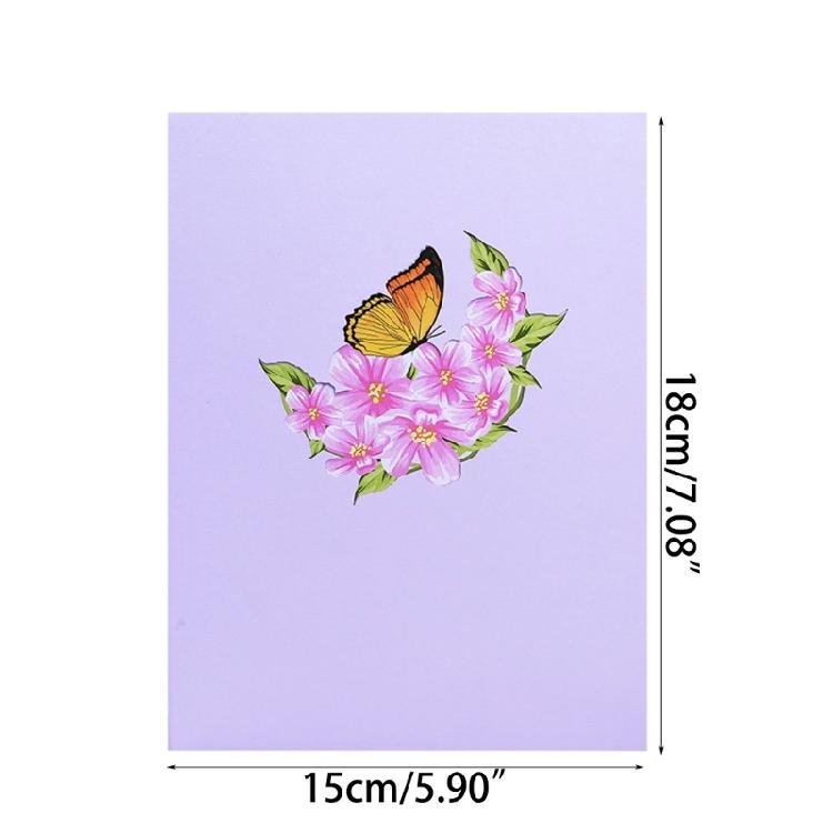 Flower Butterfly Charm Paper Card 3D Greeting Card Set with Envelope Small Card