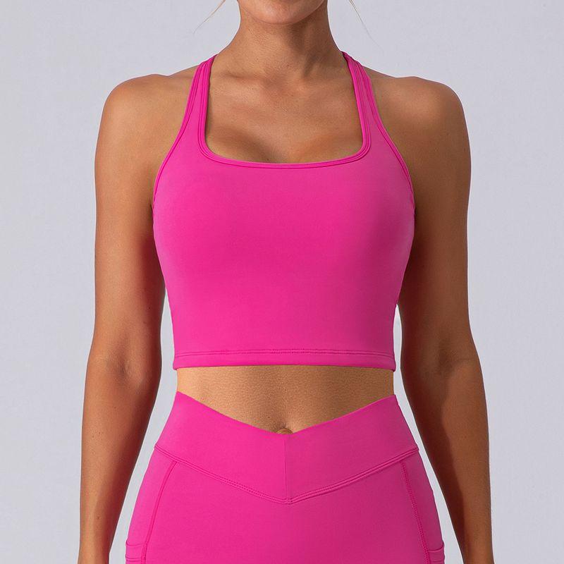 

Export Brushed Yoga Beauty Back Vest Quick-Drying Dance Gym Top Outwear Running Sports Women s Bra Spring and Summer Rose Red L/8