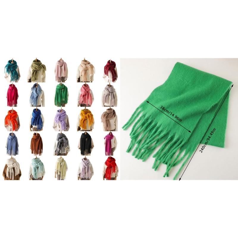 Long Tassels Neckerchief Solid Color Scarf Lightweight Yet Warm Headscarf Shawl For Casual or Formal Wear Daily