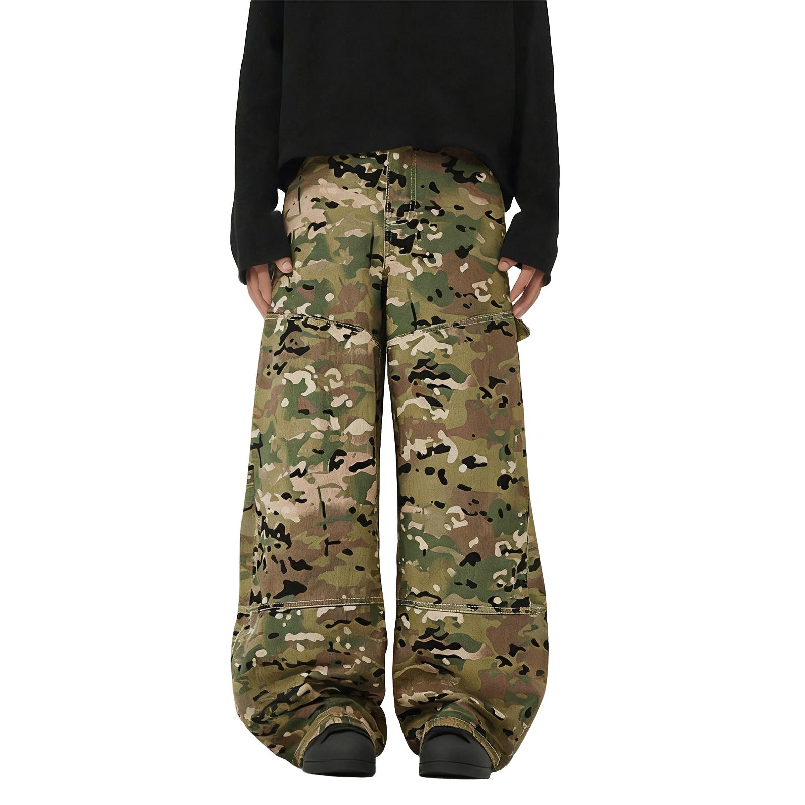 

Men Cargo Pants Baggy Wide Leg Hip Hop Skater Pants Loose Fit Trousers With Pockets XL жовтий