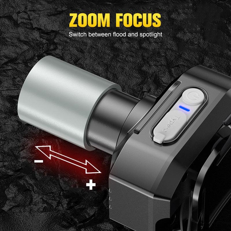1200mAh Strong Light LED Headlight Super Bright Zoom Head Mounted Flashlight USB Rechargeable Portable Camping EDC Torch Fishing Lantern