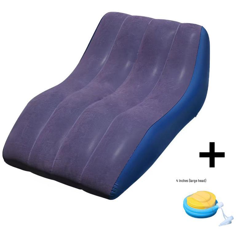 Inflatable S-Shaped Lazy Lounger: Foldable Indoor/Outdoor Flocked Sofa for Relaxation