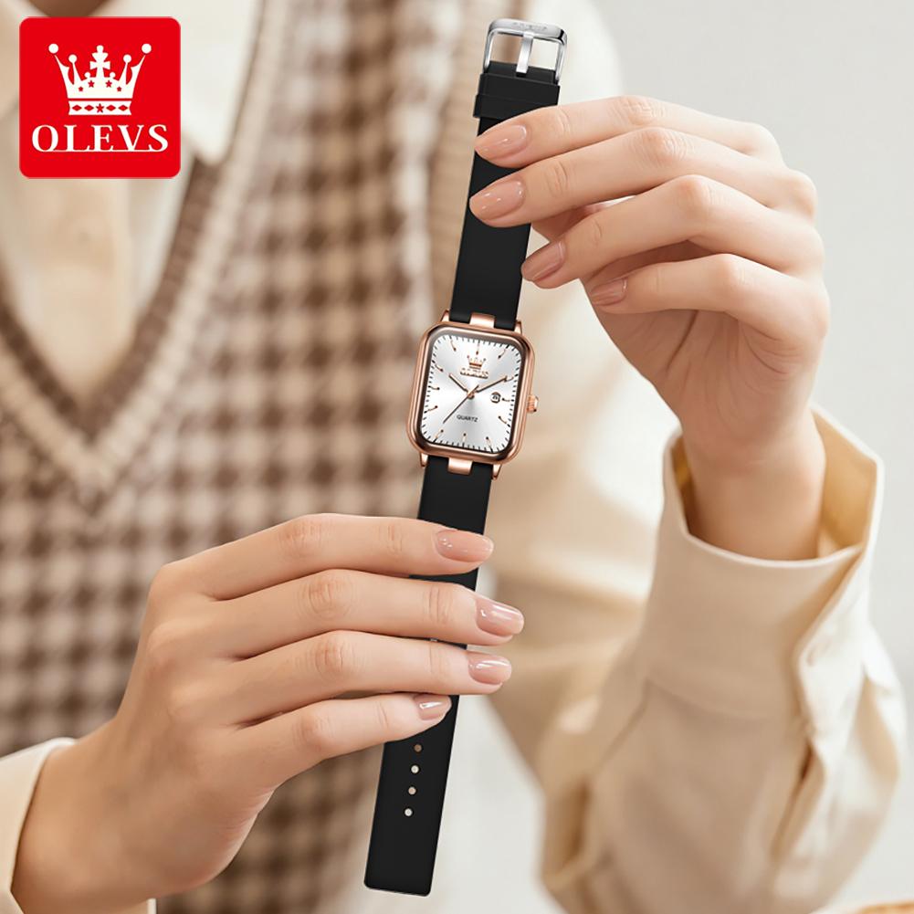 OLEVS Women Watch Fashion Simple Square Quartz Watch Classic Automatic Date Women's Elegant Bracelet Dress Luxury Watch