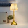 Modern Gold Dimmable Dining Table Atmosphere Night Light Bedside Rechargeable Fabric Cordless Led Table Lamp