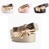Pu Leather Womens Belt With Metal Bow Knot Buckle For Casual And Office Style