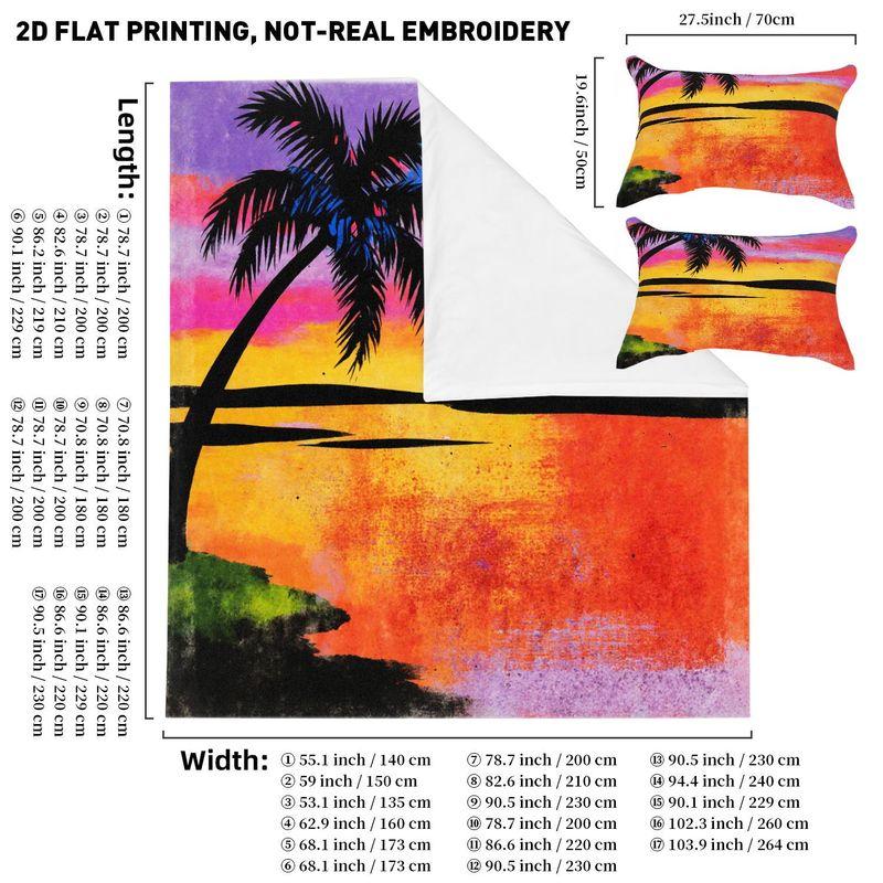 3-Piece Bedding Pillowcase Quilt Cover Set Sunset Beach Pattern 2D Digital Printing Suitable For Bedroom Dormitory Decoration