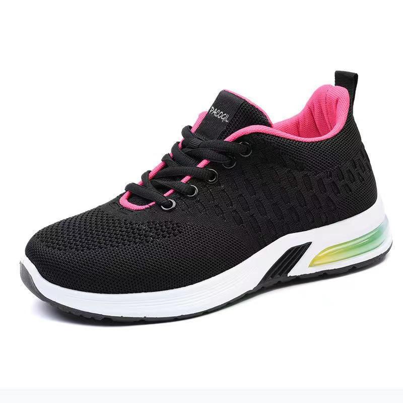 2025 Spring New Flying Woven Women's Shoes Soft-soled Versatile Breathable Sports Shoes Air Cushion Shoes Middle-aged Mother Shoes Walking Shoes