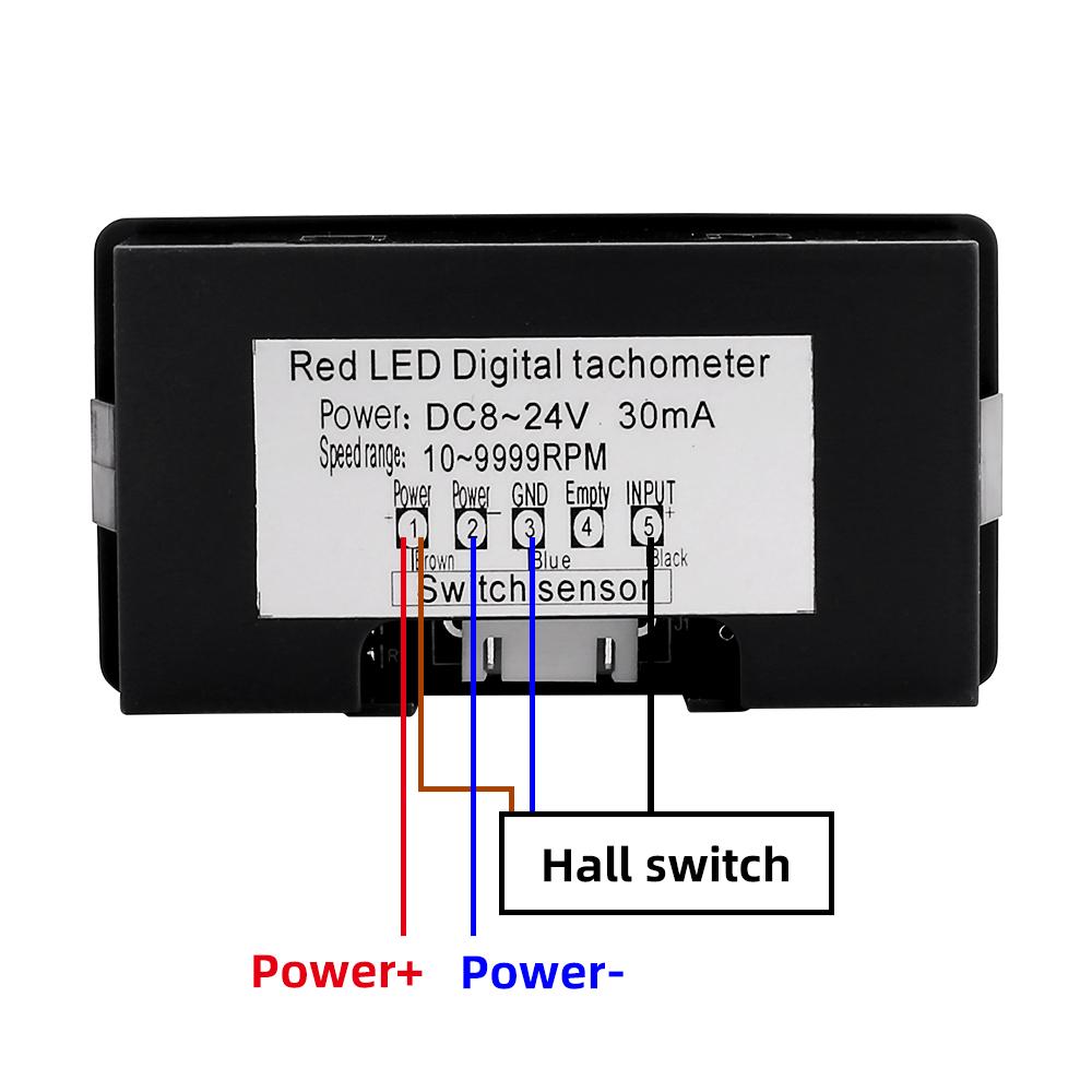 LED Blue Green Tachometer Gauge RPM Speed Meter 4 Digital +Hall Proximity Switch Sensor NPN 12V 24V Accessories Tachometer Sets 1