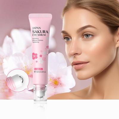 LAIKOU Sakura oční sérum proti tmavým kruhům oční krémová masáž válečkem Vitamin C kyselina hyaluronová oční váčky Krém hydratační péče o pleť
