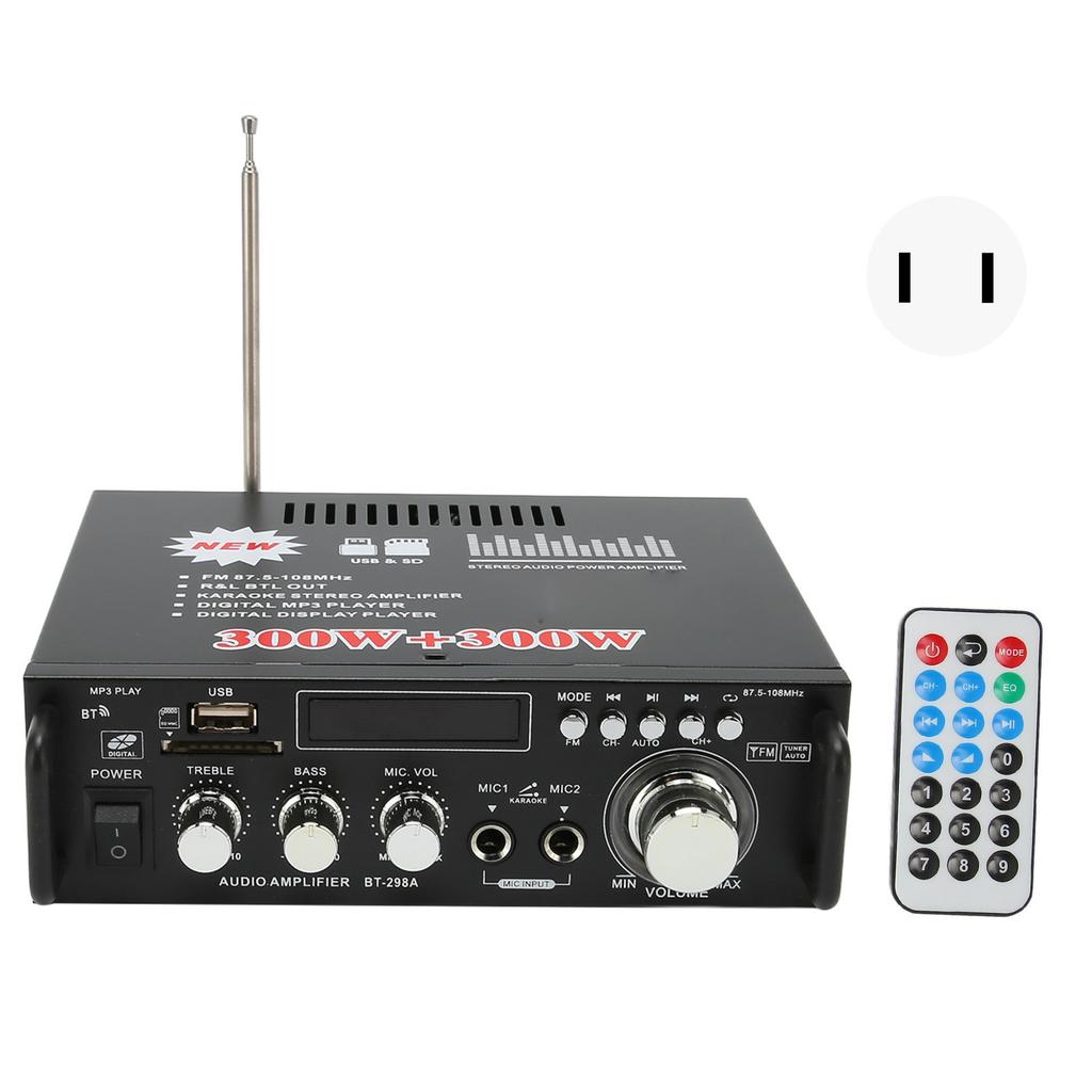 Power Amplifier 300W 300W Bluetooth with USB Memory Card Port Remote Control LED Display for Home