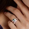 (SILVER925) Flower Draw Heart Cubic Ring CR1811