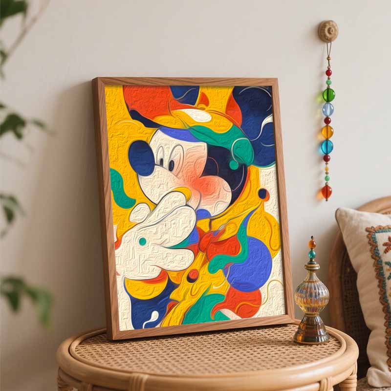 Disney Mickey Mouse Abstract Colorful Digital Oil Painting Art Handmade Diy Gift Home Decoration