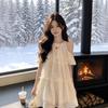 Summer New Short-sleeved French Dress Off-the-shoulder Design, Thin, Sweet and Loose Skirt, Age-reducing Short Skirt