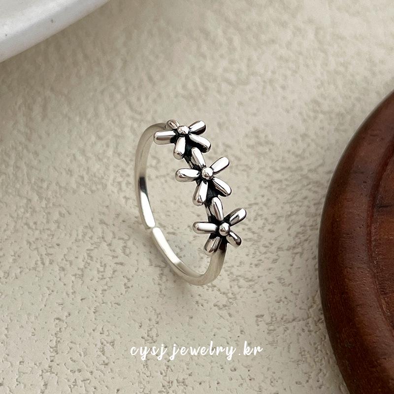 Cui Yan S925 Sterling Silver Korean Small Flower Adjustable Women s Ring - Summer Sweet Cool Style Adjustable Open Ring