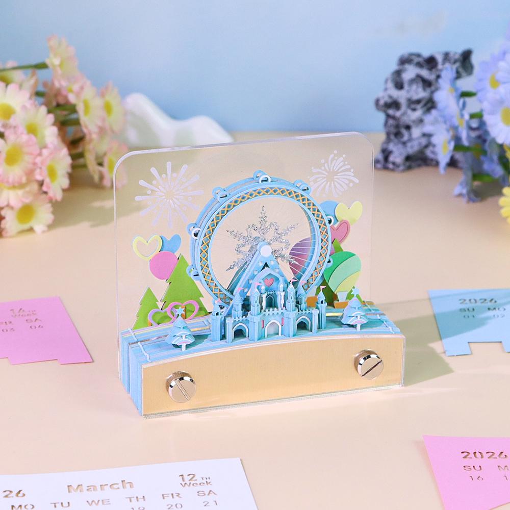 3D Memo Pad Custom Sticky Note Calendar Snow Ferris Wheel Notepad Stationery Set Girl Birthday Gift Item Christmas Gift for Kids