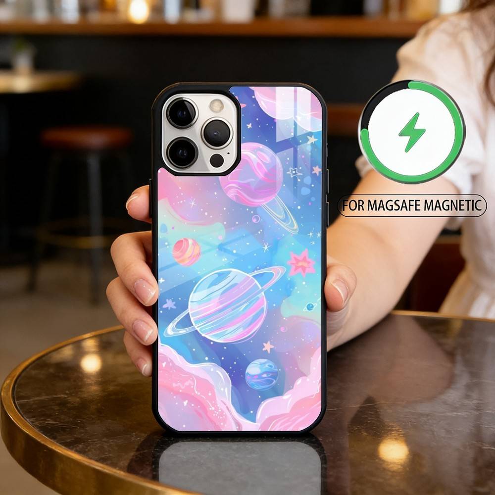 

S-Space For Galaxy Art Magnetic For Magsafe Wireless Charging Phone Case For iPhone17,16,15,14,13,12,11 Plus,Pro Max iPhone16PRO