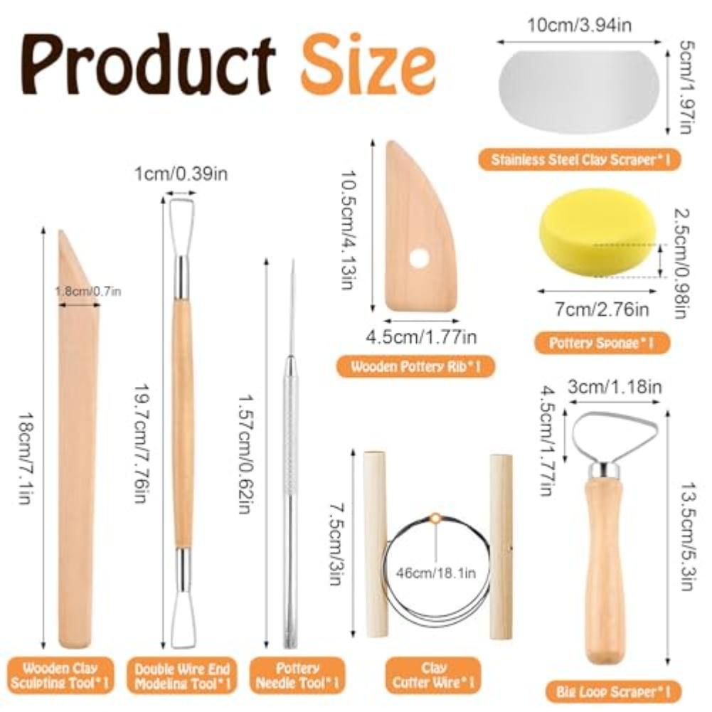 20-teiliges Töpferwerkzeug-Set Umfassendes Set Vielseitige Modellierwerkzeuge Nudelholz, Tonmodellierwerkzeuge & mehr Küchenwerkzeuge