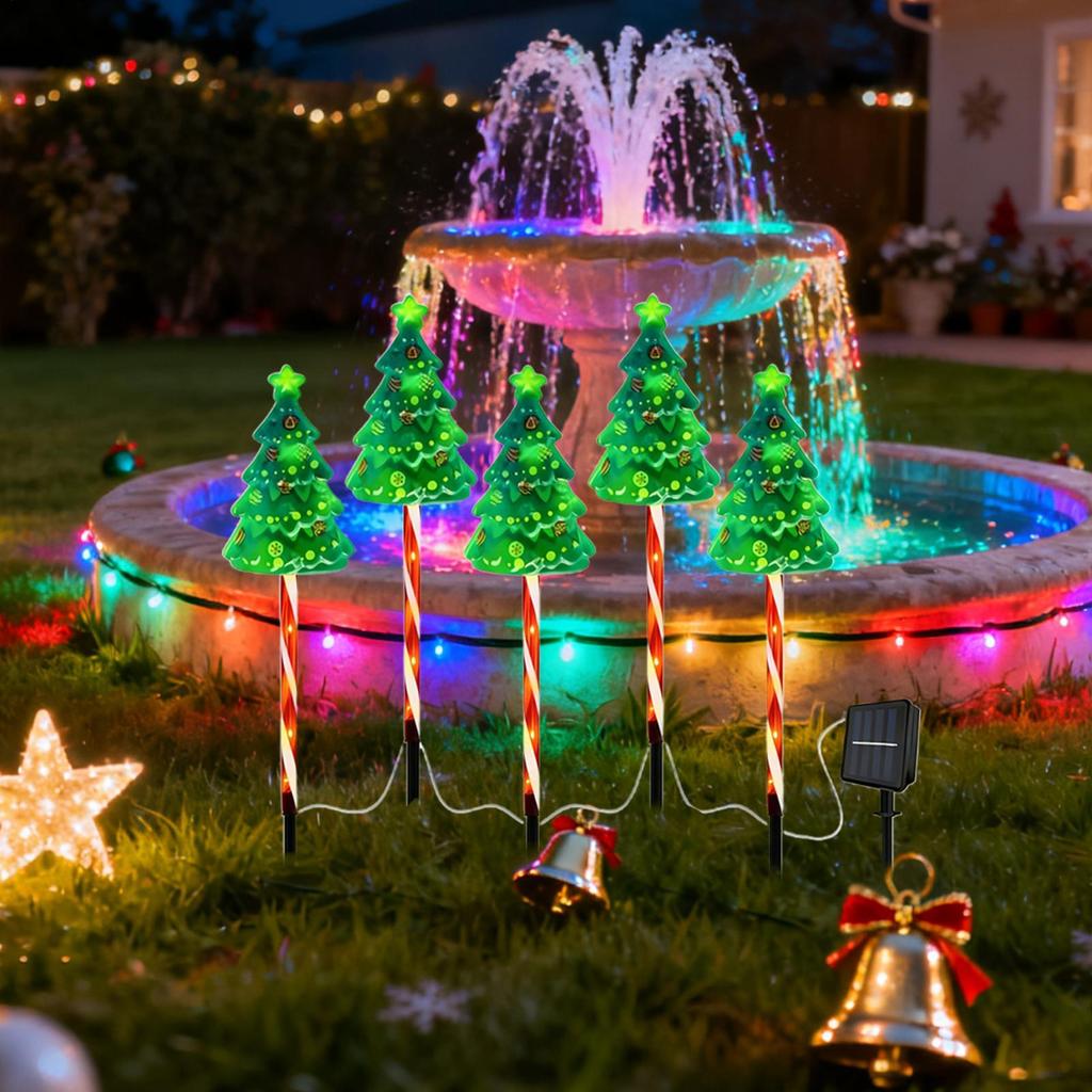 Christmas Tree Pathway Light 600mAh Solar Powered Waterproof Outdoor Christmas Decorations for Yard Driveway Pathway Front Door