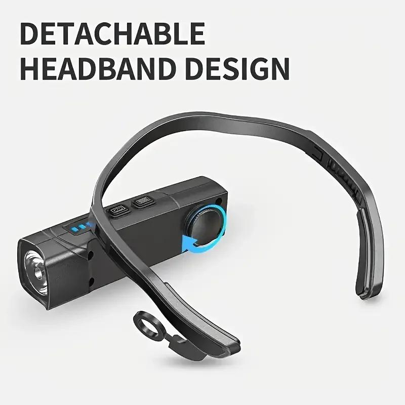 Ear Clip Headlamp 55g Ultra Lightweight Dual Light Source Heat Dissipation Power Display Focus Beam Head Mounted for Outdoor
