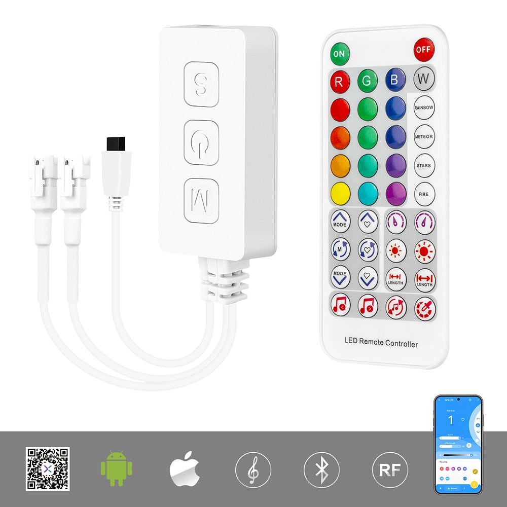 SK6812 RGBW Music Controller Built In Mic WS2814 TM1824 SM16704 UCS2904 LED Light Strip SP617E Bluetooth App IOS Android DC5V-24