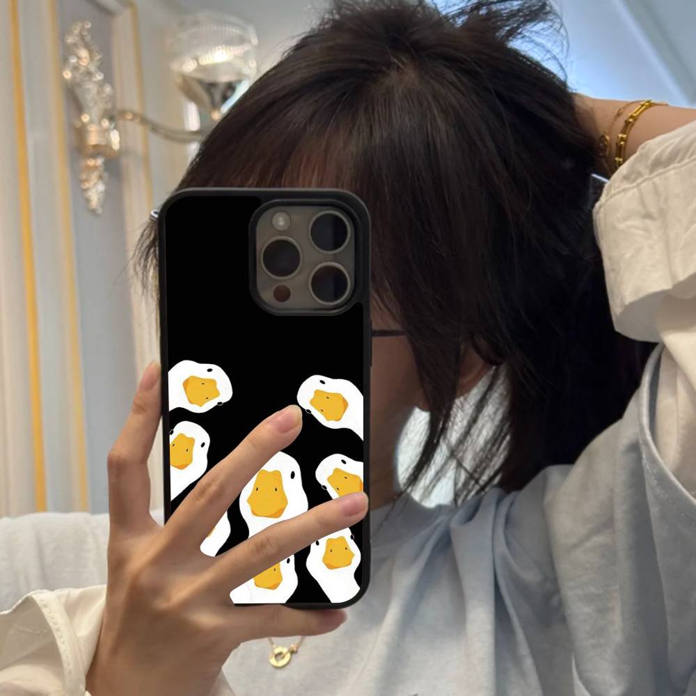 

Cartoon Funny Duck For iPhone 17 16 Pro Max Air 13 12 Mini 14 15 Plus 11 PC+TPU Back Cover iphone 16 plus