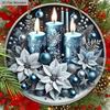 Flat Blue Wooden Christmas Plaque for Wall Front Door Home Decor