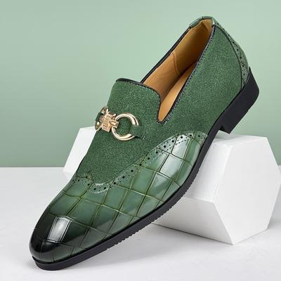 Męskie Eleganckie Skórzane Buty Brytyjski Styl Oxfordy Mokasyny Szpic Ostry Oddychające Antypoślizgowe Biznesowe Eleganckie Ślubne Biurowe Zielone Buty