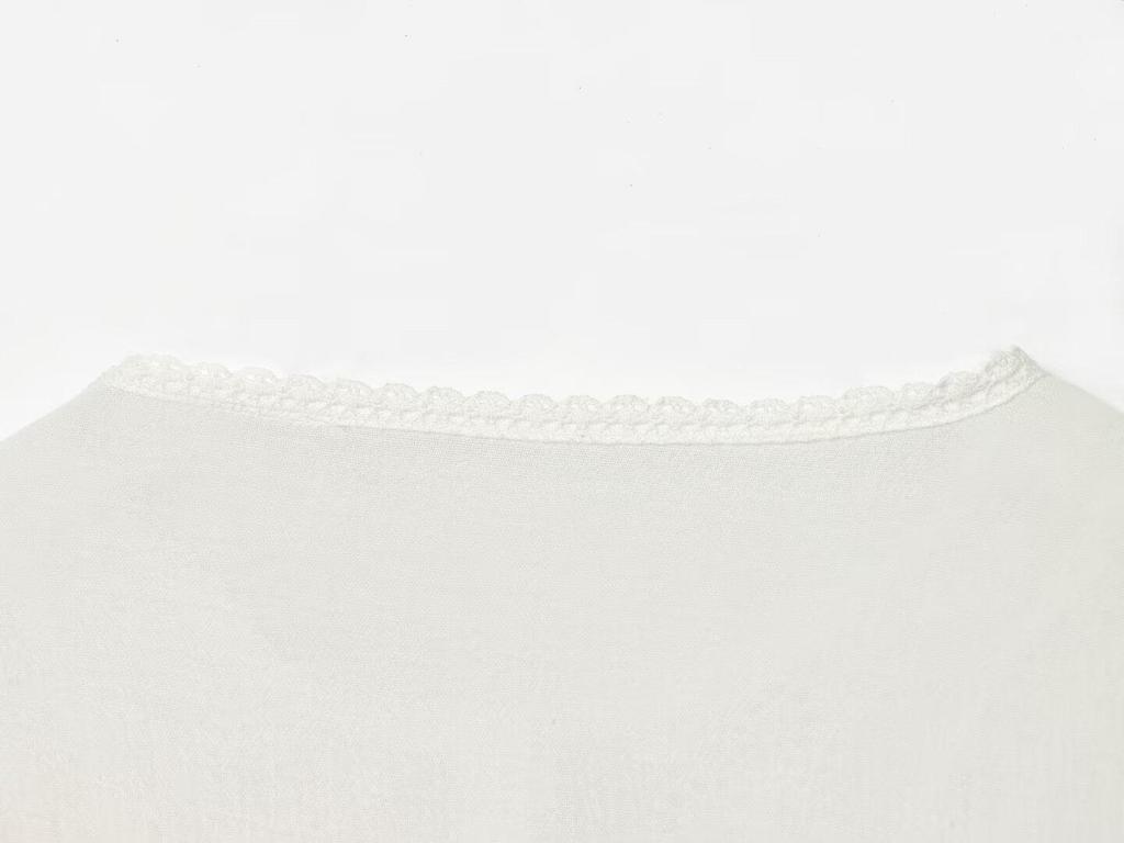 Sweet Women's Embroidered Gauze Blouse with Hollow-Out Waist-Cinching Pleated Bandeau