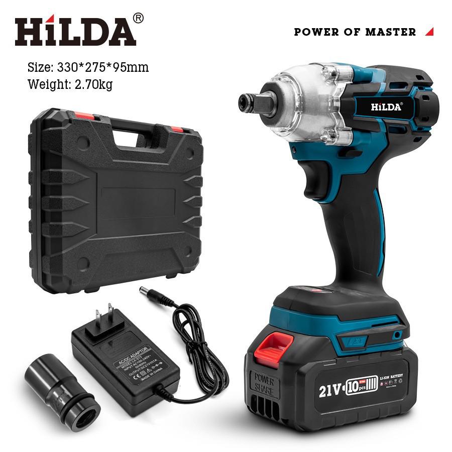 HILDA High Torque Brushless Electric Wrench with Adjustable Torque and Rechargeable Lithium Battery