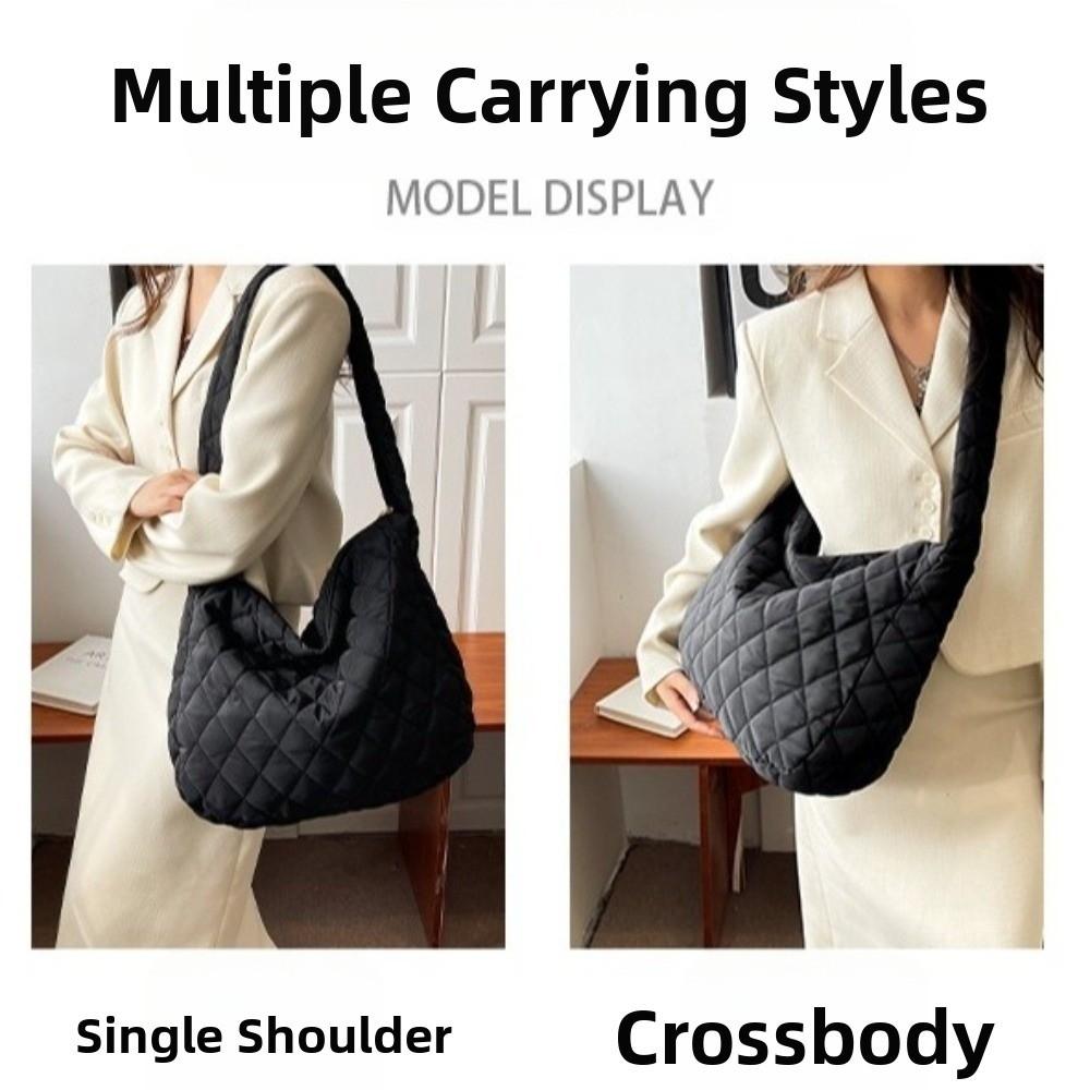 Pleated Bubble Shoulder Bag Solid Color Puffer Padded Crossbody Bag Cloud Pattern Tote Bag  Lady